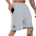 QUIXEL Men's Casual Sports Quick Dry Workout Running or Gym Training Short with 2 Zipper Pockets... (in, Alpha, XL, Regular, Grey)