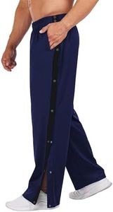 Deyeek Men's Tear Away Basketball Pants High Split Snap Button Casual Post-Surgery Sweatpants with Pockets Blue