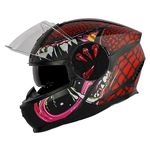 Steelbird SBH-40 Devil ISI Certified Full Face Helmet for Men and Women with Inner Smoke Sun Shield (X-Large 620 MM, Matt Black Red)