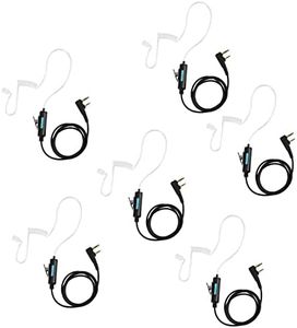 SAMCOM Walkie Talkies Earpiece with Mic PTT 2 Pin Transparent Acoustic Tube K Head Headset Surveillance Covert Air Tube Ear Piece Compatible Radios, 6 Packs