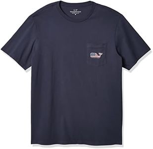 vineyard vines Men's Short Sleeve Americana Whale Pocket T-Shirt, Blue Blazer, Large