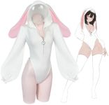 KORURACLUB Cosplay Sexy Bunny Outfit Cosplay lingerie for women Animal Costumes Bunny Bodysuit (White,L-XL)
