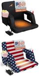 ACELETIQS Heated Stadium Seats for Bleachers, Heated Stadium Seat, Heated Bleacher Seat – USA Flag Heated Seat + Extra-Wide Heated Stadium Chair with Back Support for Outdoor Sports