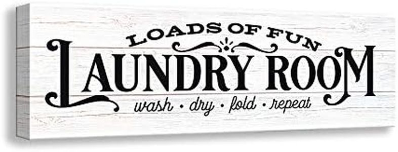 Kas Home Vintage Laundry Room Sign Canvas Wall Art | Rustic Laundry Rules Prints Signs Framed | Bathroom Laundry Room Decor (17 x 6 inch, Laundry - D)