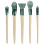EcoTools Elements Limited Edition Super-Natural Face Makeup Brush Set, For Face, Cheek, and Eye Makeup, 5 Piece Set, Green