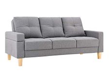 Home Detail Three Seat Fabric Sofa Bed with Firm Cushioned Backrest & Removable Armrest (Dark Grey)