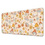 Retro 70s 60s Floral Hippie Mushrooms Desk Mat,Large Gaming Mouse Pad,Non-Slip Rubber Base Mousepad with Stitched Edges,Waterproof Mouse Mat Desk Pad for Work, Game, Office (31.5x15.7 in)