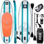 Roc Inflatable Stand Up Paddle Board with Premium SUP Paddle Board Accessories, Wide Stable Design, Non-Slip Comfort Deck for Youth & Adults (Coral W/Kayak Seat)