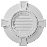 Ekena Millwork GVRO24TFK Round Gable Vent with Keystones, Functional 24"W x 24"H x 1 1/8"P Factory Primed White