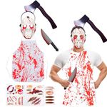 Tbczvx 9 Pcs Butcher Halloween Costume, Fancy Dress Mens, Halloween Costumes MenTerrifying Clothing Halloween Decorative Supplies, Suitable for Party Events