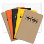 Elan Publishing Company Field Notebook/Pocket Journal - 3.5"x5.5" - Combination of Kraft, Black, Orange, Yellow - Graph Memo Book - Pack of 5