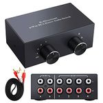 XMSJSIY 4-Way Bi-Directional L/R RCA Stereo Audio Switcher, 2 in 4 Out or 4 in 2 Out, RCA Audio Switch L/R Sound Channel Audio Splitter Audio Selector Switch Box for DVD Stereo Speaker CD Player