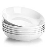 MALACASA, Series Regular, 9'' Pasta Bowl, Porcelain Salad Pasta Bowl, Large Ceramic White Soup Bowl Set, Serving Plates for Salad Pasta Soup Fruit, Microwave Dishwasher Safe, Set of 6