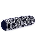 Leewadee Small Yoga Bolster – Shape-Retaining Cervical Neck Roll, Tube Pillow for Comfortable Reading, Kapok Filling, 20 x 6 x 6 inches, Blue White