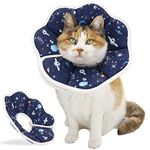 QIYADIN Soft Cat Cone, Adjustable Cat Recovery Collar after Surgery to Prevent Licking Wound, Protective Cat Neck Cone, Comfortable Pet Elizabethan Collar for Cats Kittens and Puppies (Medium)