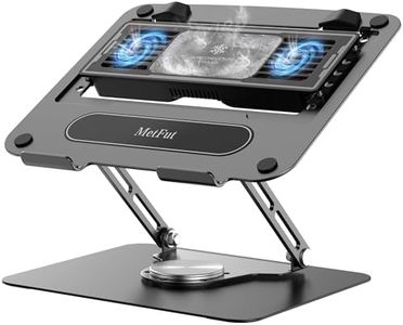 METFUT Laptop Cooling Stand with Detachable Thermoelectric Cooler, Adjustable Height & Angle, 360 Rotation Base, Carbon Steel Framework, Ultra-Quiet & Super Sturdy for up to 16” Laptop (Black)