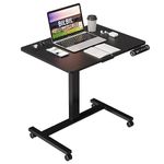 bilbil Electric Standing Desks with Lockable Wheels, 32 * 24 inch Height Adjustable Sit to Stand Desk, Overbed Laptop Table Desk, Mobile Rolling Desk, Portable Work Table for Home & Office, Black