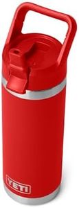 YETI Rambler 18 oz Bottle, Vacuum Insulated, Stainless Steel with Color Matching Straw Cap, Canyon Red