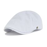 VOBOOM Cotton Flat Cap Cabbie Hat Gatsby Ivy Cap Irish Hunting Hat Newsboy, White, One Size