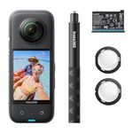Insta360 X3 Starter Bundle - Waterproof 360° Action Camera with 1/2 Inch Sensor, 5.7K 360°, 72MP 360° Photos, Stabilisation, 2.29" Touch Screen, Vibration Feedback, AI Editing, Live Streaming