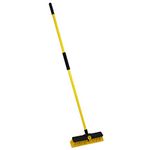 CHARLES BENTLEY BULLDOZER 14" Yard Broom Sweeper Heavy Duty Industrial With Detachable Handle Soft Grip, Soft And Stiff PVC Bristles, 14 Inch Broom Head, Sturdy, Lightweight (137x35.5cm)