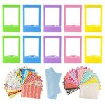 10 PCS Colorful Mini Photo Frames With 40 Sheets Colorful Instant Photo Sticker And 1Pcs Cleaning Cloth Compatible With Fujifilm Instax Mini 11 9 8 70 7s 90 26 Instant Camera 5 Colors