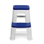 Styleseat Super Strong Plastic Multi Utility Ladder Stool | Climb Step Stool with Firm Grid & Anti Skid Textured Base Blue