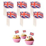 110 Pcs Union Jack Toothpicks,Party Supplies,for Sandwich Flags,Cup Cake,BBQ and Cocktail Sticks, Royal Event Decoration.