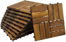 StrongTek Teak Interlocking Deck Tiles 12" x 12", Set of 10, Handcrafted in Indonesia, Easy Installation, Weather-Resistant, Ideal for Patios, Balconies, Gardens, and Outdoor Spaces Transformation