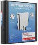 Staples 2-inch 3-Ring Better Binder, Black, 2/Pack (ST55871-CCVS)