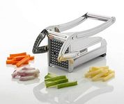 BLUE SPACE Stainless Steel French Fry Cutter, Commercial Grade Vegetable and Potato Slicer, Includes 2 Blade Size Cutter Options and No-Slip Suction Base