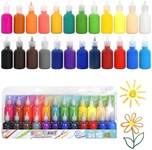 Playkidiz Puff Paint, 24 Pack 3-D Fabric Paint, Classic Colors, Non-toxic Paint Set for Kids, Ages 3+