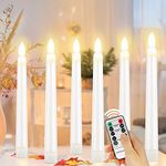 YAOBLUESEA LED Candles, 6 LED Battery-Operated Flameless Tealights Flickering Tea Lights Electric with Remote Control Timer for Christmas Easter Wedding Party (Warm White)