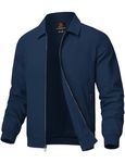 Rdruko Men's Casual Lapel Jacket Lightweight Outdoor Windbreaker Jacket Smart Spring Autumn Jackets for Sport Work Walking Hiking Golf Navy Blue L