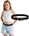 Monopa Kids Braided Belt - Elastic Girls Belt Toddler Boys Stretch Belt with Heart Buckle(Black,90cm)