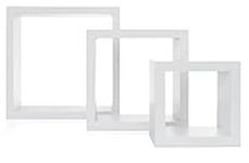 Kiera Grace Cubbi Floating Shelves, Modern Wall Mounted Shelves for Bedroom, Bathroom, Kitchen, 5"/7"/9", White, 3Pack