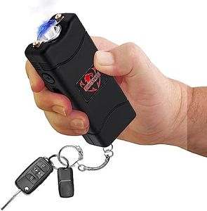 FIGHTSENSE Super Heavy Duty Keychain Stun Gun with Flashlight for Men and Women self Defense Device, Rechargeable Stun Gun, Nylon Holsters (Black)