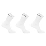 Salomon Flow Crew 3 Pack Unisex Socks,Trail Running Hiking, Stays in Place, Protective Comfort, and Cushioning, White, 7.5 - 10