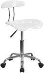 Flash Furniture Elliott Vibrant White and Chrome Swivel Task Office Chair with Tractor Seat