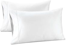 100% Cotton Standard Pillowcases Set of 2, Luxury Hotel Pillowcases, Sateen Weave 1000 Thread Count Cotton Breathable Pillowcases for Hair and Skin,Cooling Pillow Cases, White Pillowcases Pack of 2