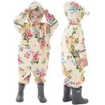 Fouyada Kids Toddler Rain Suit for Boys Girls One Piece Hooded Coverall Rain Jacket Rainwear Puddle Suit for Kids