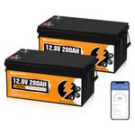 ECO-WORTHY 12V 280Ah 2Pack LiFePO4 Lithium Battery with Bluetooth, Low-Temp Protection, 6000+ Deep Cycles, Built-in BMS for RV, Off-Grid, Solar Power System, Home Backup, Camping, Marine