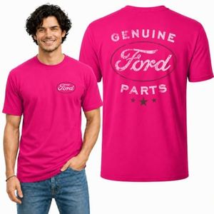 Wild Bobby Genuine Ford Parts Vintage Distressed Cars and Trucks Mens Graphic Tees Front and Back T Shirt Printed Graphic Tees for Men, Fuschia, 4X-Large