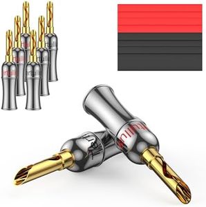 Tertullus BFA - 8 conectores banana para altavoces, con cierre de rosca, chapado en oro de 24 K, tamaño 4 mm, para altavoces, amplificador Hi-Fi, receptor AV, estéreo, radio de cine en casa