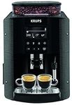 Krups Machine à café grain, 2 expressos simultanés, Ecran LCD, Cafetière espresso compacte, Nettoyage automatique, Buse vapeur pour Cappuccino, Essential noire YY8135FD