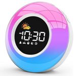 APUZOM Kids Alarm Clock, Toddler Sleep Trainer Clock with Night Lights, Digital Alarm Clock for Kids with Sun Moon, 12 Sleep Sounds, Snooze, Bedside Clock with Wake Up Light, Gifts for Boys Girls