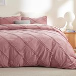 Bedsure Flannel Velvet Duvet Cover King Size, Ultra Soft Breathable Fluffy Fleece Comforter Cover Set, All Season Cozy Geometric Duvet Cover with Zipper Closure, 3 Pieces Set, Pink Clay