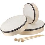 JOIKIT 3 Pack 6, 8, 10 Inch Hand Drum Set, Frame Drum with Beater, Wood Frame Drums with Drum Sticks Pre-tuned Sheepskin Head Percussion for Music Enlightenment, Instrument