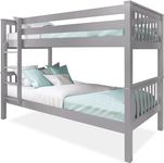 Double Bed Bunk Bed, 3ft Grey Wooden Bunk Beds With Ladder Twin Sleeper Kids Bunk Bed, Solid Pine Wood Frame Single Double Bed frame For Kids Children Home (Grey L198 cm x W98 cm x H144)