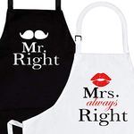 Nomsum Aprons for Couples | Mr. and Mrs. Right Apron Set | Premium Quality Kitchen Aprons | Perfect for Weddings, Engagements, Anniversaries and Bridal Showers | 2-Piece, One Size Fits All